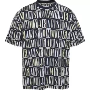 Tommy Jeans Tjm Ovz Tommy Aop Tee - Black