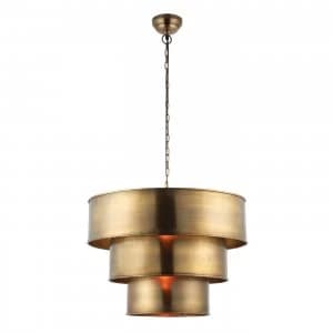 1 Light Cylindrical Ceiling Pendant Antique Brass, E27
