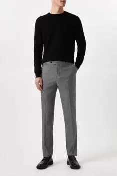 Mens Slim Fit Grey Herringbone Smart Trousers