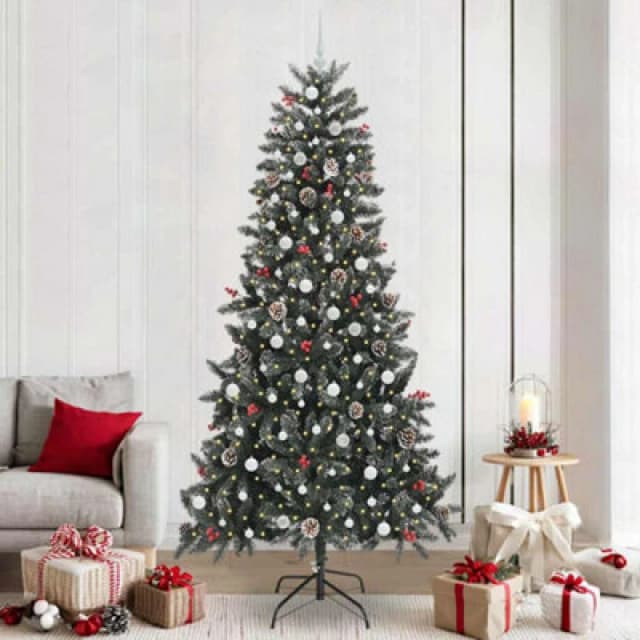 vidaXL Artificial Christmas Tree with White Balls Green 129.5 x 129.5 x 240 cm, Green 3395907