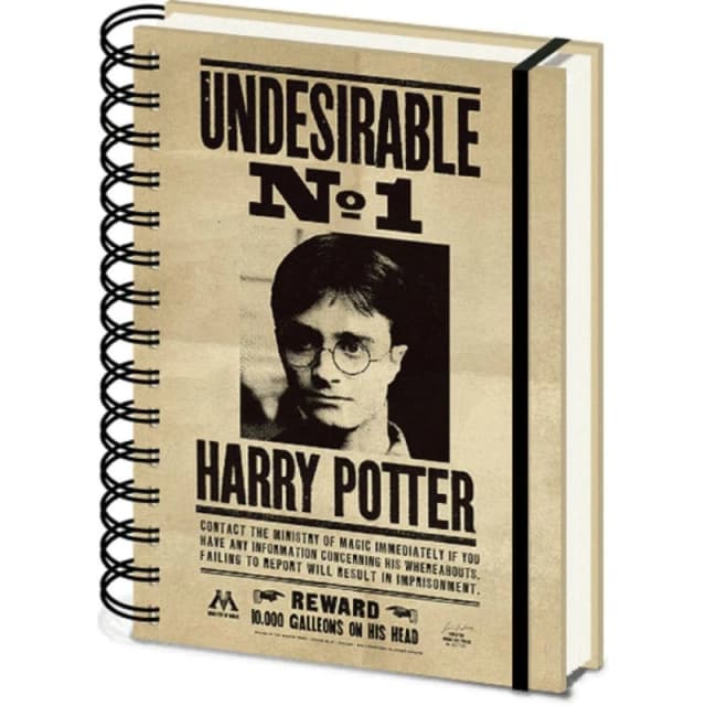 Harry Potter Wanted Poster A5 Wirebound Notebook Light Beige