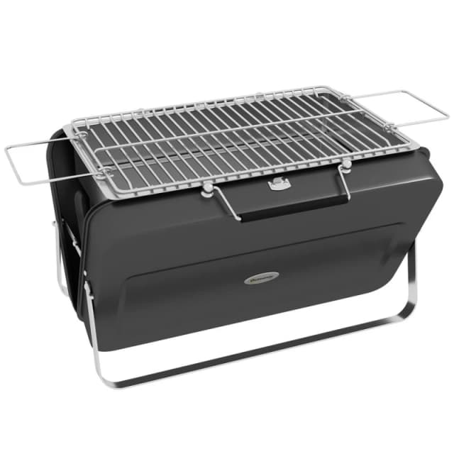 Outsunny Portable BBQ Grill with Suitcase Design for Camping Picnic Party Black