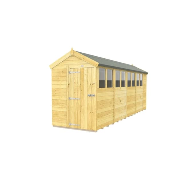 Buttercup Farm 5 x 18 Feet Apex Shed - Single Door W/ Windows - L533 x W147 x H217cm in Brown Brown Unisex