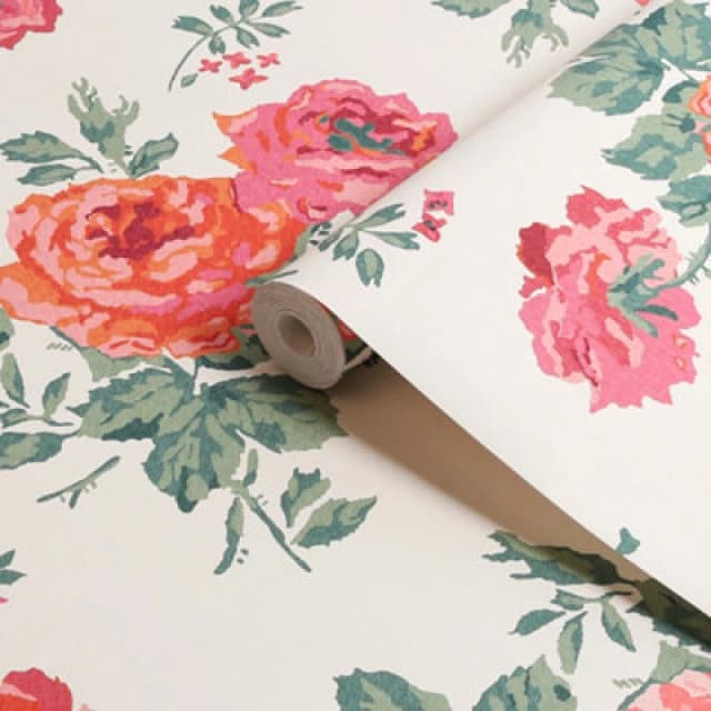 Cath Kidston Archive Rose Pink Blooms Floral Wallpaper Wallpaper One Size Pink 71737606000