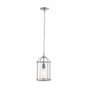 1 Light Ceiling Pendant Clear Glass, Satin Nickel, E27