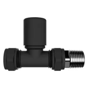 VURTU15 Straight Thermostatic Radiator Valve & Lockshield in Black - Single
