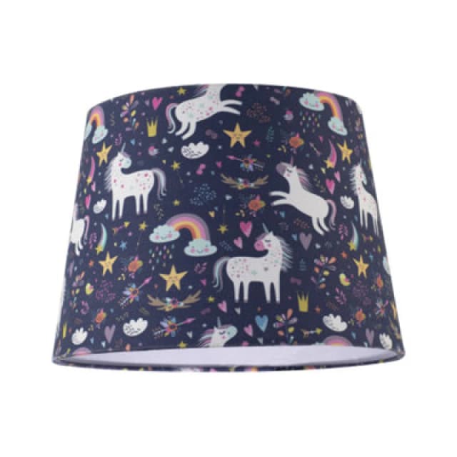 Happy Homewares Unicorn Themed Childrens Lampshade With Rainbows And Colourful Flowers