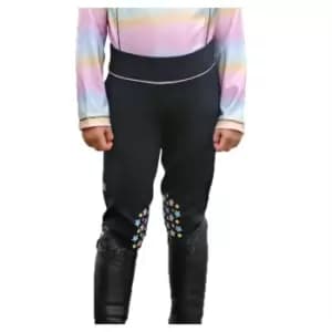 Little Rider Girls Dazzling Dream Horse Riding Tights (3-4 Years) (Navy/Pastel)