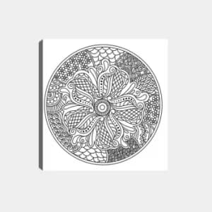 MANDALA77 White Black Decorative Canvas Painting