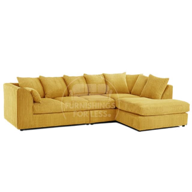 Furnishings For Less UK Luxor Mustard Jumbo Cord Large 5 Seater Corner Sofa Long Right Hand Facing