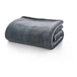 Deyongs Hudson Flannel Bonded Sherpa Throw - Charcoal