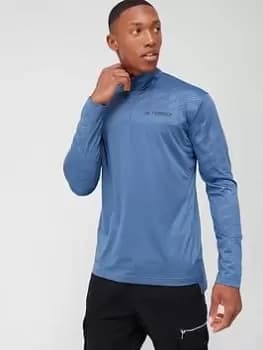 adidas Terrex Half Zip Long Sleeve Top - Blue, Grey Size XL Men