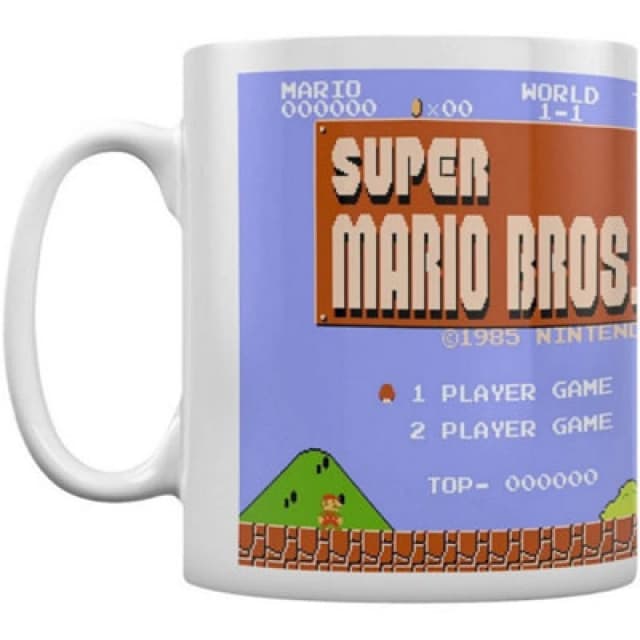 Super Mario Retro Title Mug White unisex
