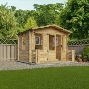Mercia 19mm Log Cabin with Veranda - 3.3 x 3.7m