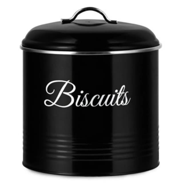 Innoteck Essentials Round Biscuit Tin With Air-Tight Lid - Black.