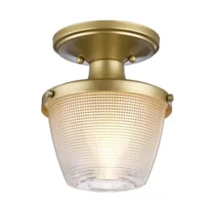 Dublin 1 Light Semi-Flush Mount, Painted Natural Brass, IP44, E27