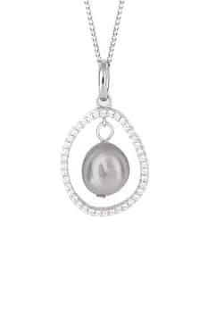 Floating Freshwater Pearl Pendant with Pave CZ