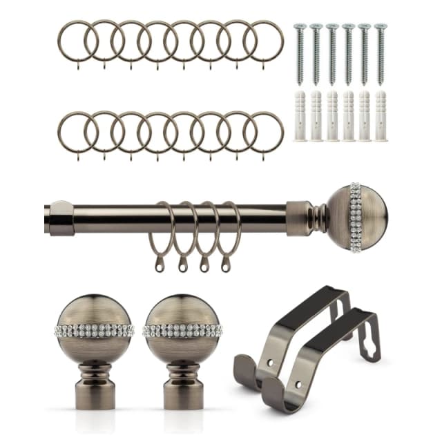 Emma Barclay Bling - Extendable Curtain Pole with rings Curtain Poles 120-210cm Black 41669690000