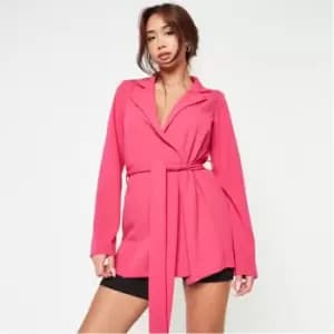 Missguided Jersey Belted Blazer - Pink