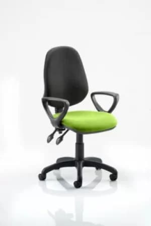 Eclipse II Lever Task Operator Chair Black Back Bespoke Seat With Loop Arms In Lime