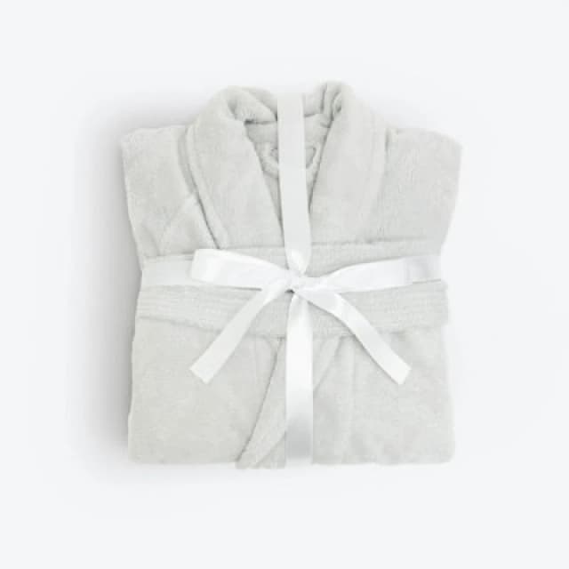 Allure Bath Fashions Luxury Dual Textured Velour Dressing Gown, Towelling Bathrobe - Silver, S/m