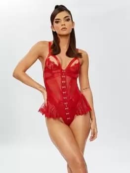 Ann Summers Nightwear & Loungewear Extrovert Crotchless Teddy - Bright Red, Bright Red, Size 2XL, Women