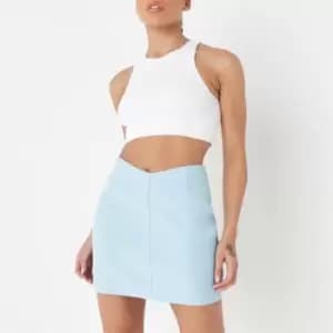 Missguided Petite V Front Tailored Mini Skirt - Blue
