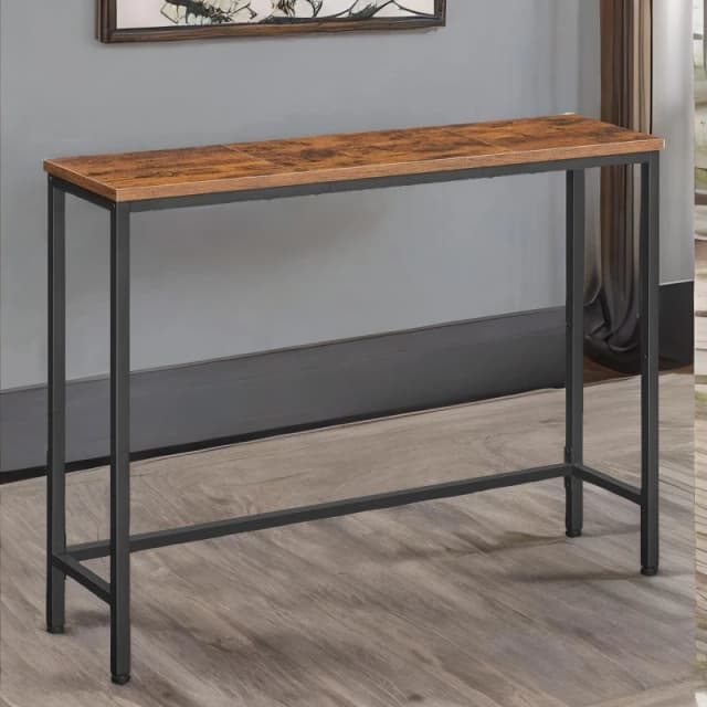 Rafaelo Mobilia Industrial Rustic 100CM Wide Console Table in Dark Brown Dark Brown Unisex