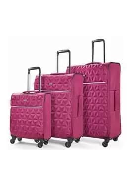 Rock Luggage Jewel WR36901 4 Wheel Spinner Pink Suitcase 3Pcs Set