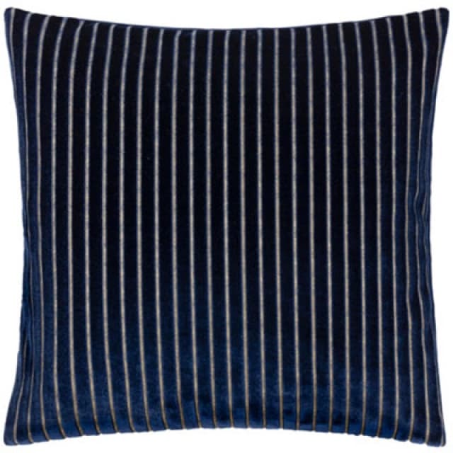 Paoletti Paoletti Savoy Stripe Velvet Cushion in Navy Size: 50cm x 50cm Navy 50cm x 50cm Unisex 5025532356505