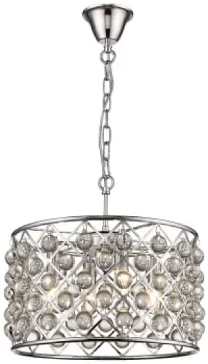 Spring 4 Light Small Ceiling Pendant Chrome, Clear with Crystals, E14