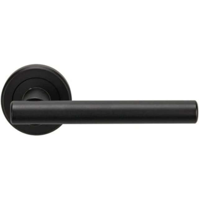Loops PAIR Straight T Bar Handle on Round Rose Concealed Fix Matt Black Finish Black