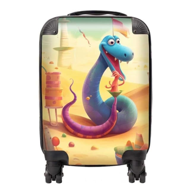 Warren Reed - Designer Snake On A Beach Holiday Suitcase in Yellow Size: Large Yellow Unisex Large