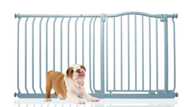 Bettacare Curved Top Dog Gate, 134Cm - 143Cm, Matt Grey, Pressure Fit Pet Gate For Dog And Puppy, Pet And Dog Barrier