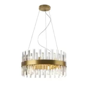 Grace 14 Light Pendant Ceiling Light Brushed Gold, Transparent, G9
