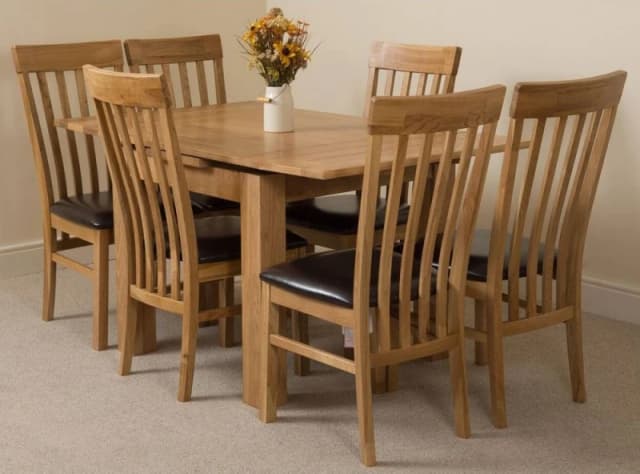 Thats Furniture Richmond 90-150cm Square Oak Extending Dining Table & 6 Harvard Chairs in Brown Brown Unisex