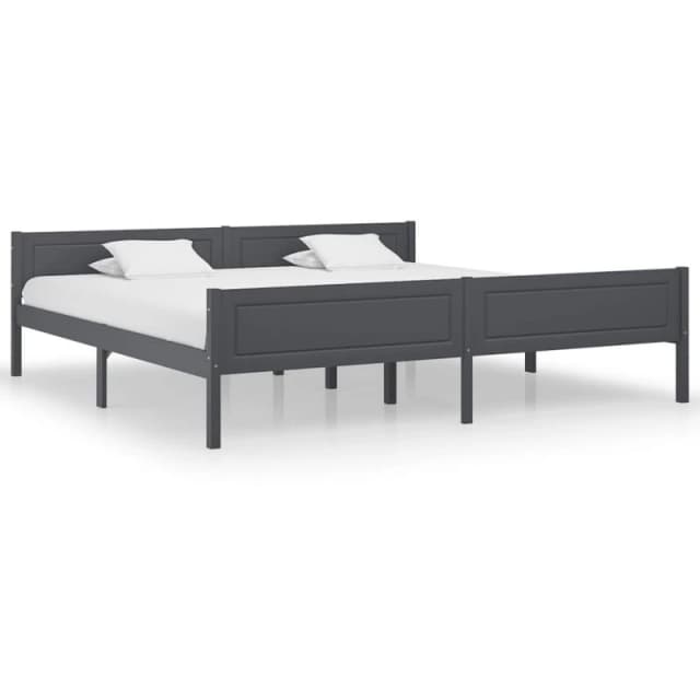 Vidaxl Bed Frame Solid Pinewood Grey 200X200 Cm, Grey 322130