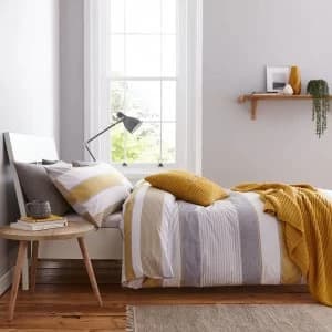Catherine Lansfield Ochre Newquay Stripe Bedding Set- Double