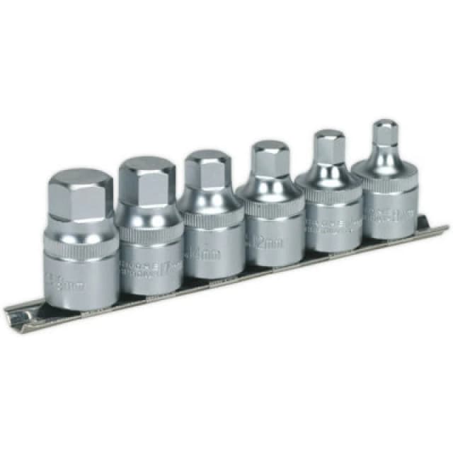 Loops 6pc STUBBY Hex Key Socket Bit Set - 1/2" Square Drive Short Shaft S2 Steel Allen Metallics