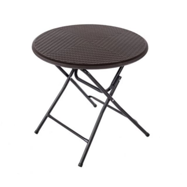 Oypla 80Cm Round Folding Heavy Duty Outdoor Rattan Patio Garden Bistro Table