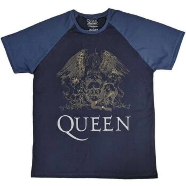 Queen Queen Men Crest Raglan T-Shirt in Mid Navy Size: X-Large Mid Navy XL Male 5063470306589