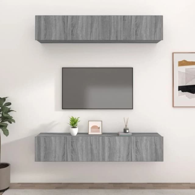Vidaxl TV Cabinets 4 Pcs Grey Sonoma 80X30X30 Cm Engineered Wood, Grey 3114188