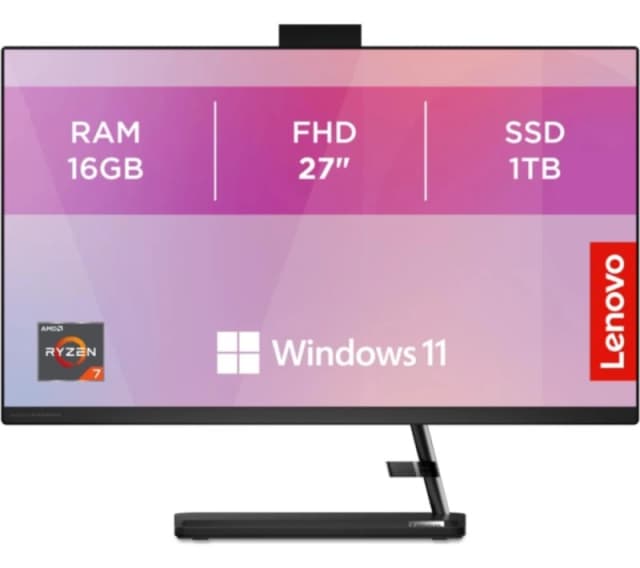 Lenovo IdeaCentre AIO 3 27" All-in-One PC - Ryzen 7, 1TB SSD, Black 198153334674