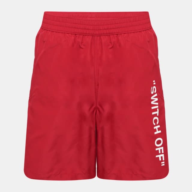 Off White Mens Swim Shorts Red - White male 2X Small