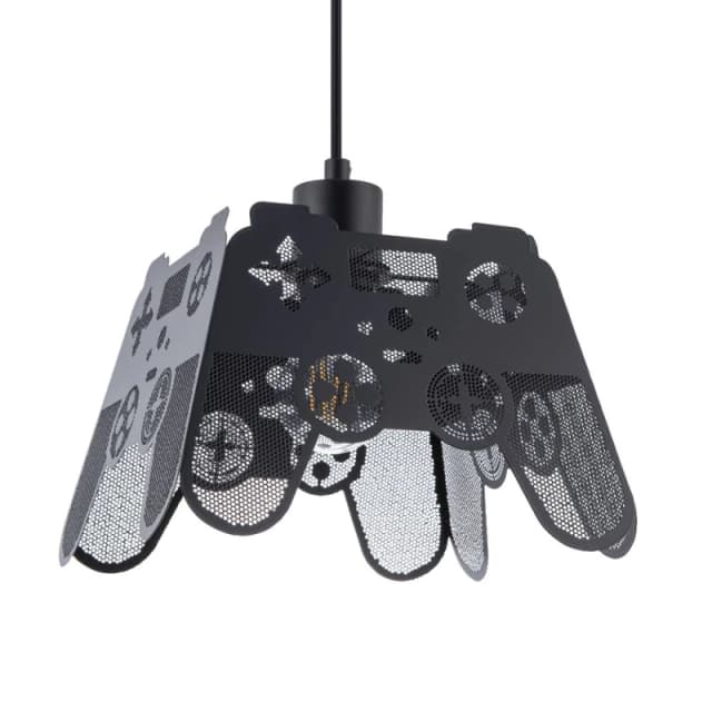 Happy Homewares Modern Matte Black Game Controller Pendant Shade with Laser Cut Holes Black Unisex