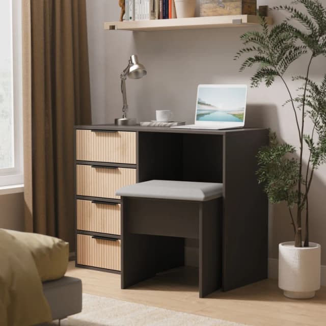 Ready Assembled 2 U Fuji 4 Drawer Vanity (Ready Assembled) in Grey Grey Unisex