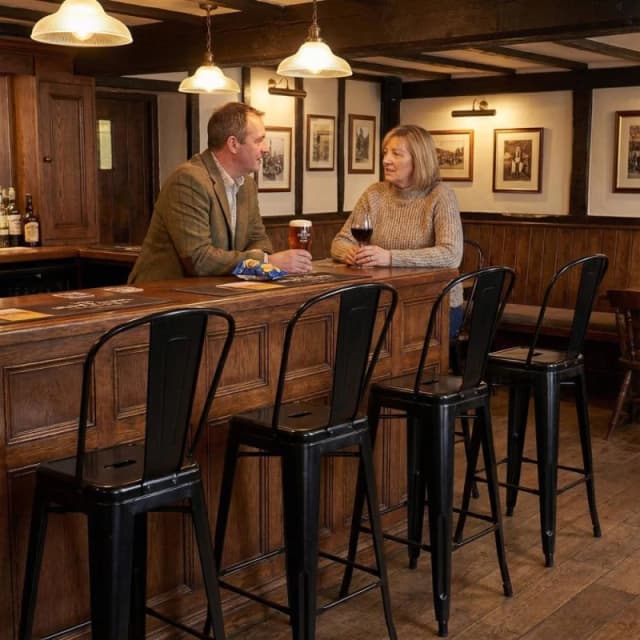 FWStyle Bistro Set Of 4 24" Black Gloss Metal Bar Chairs Black Unisex