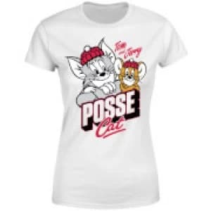 Tom & Jerry Posse Cat Womens T-Shirt - White - 3XL