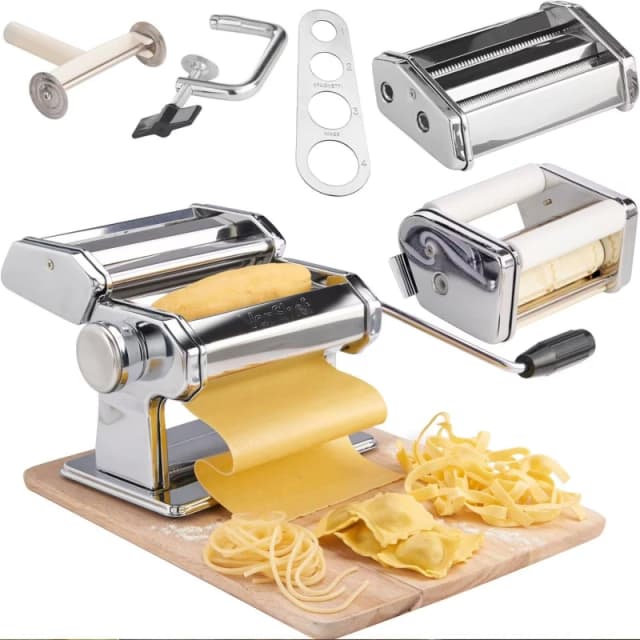 VonShef Manual Fresh Pasta Maker Metallic Silver unisex