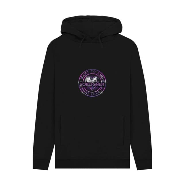 Foreigner Mens I Want To Know What Love Is Hoodie in Black Size: Small Black Male S